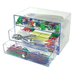 Deflecto Stackable Drawer Organizer, 6-13/16"H x 12-1/2"W x 12-1/2"D, Clear