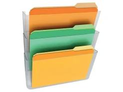 Deflecto Stackable Wall Pocket File, 3 Pack, Clear