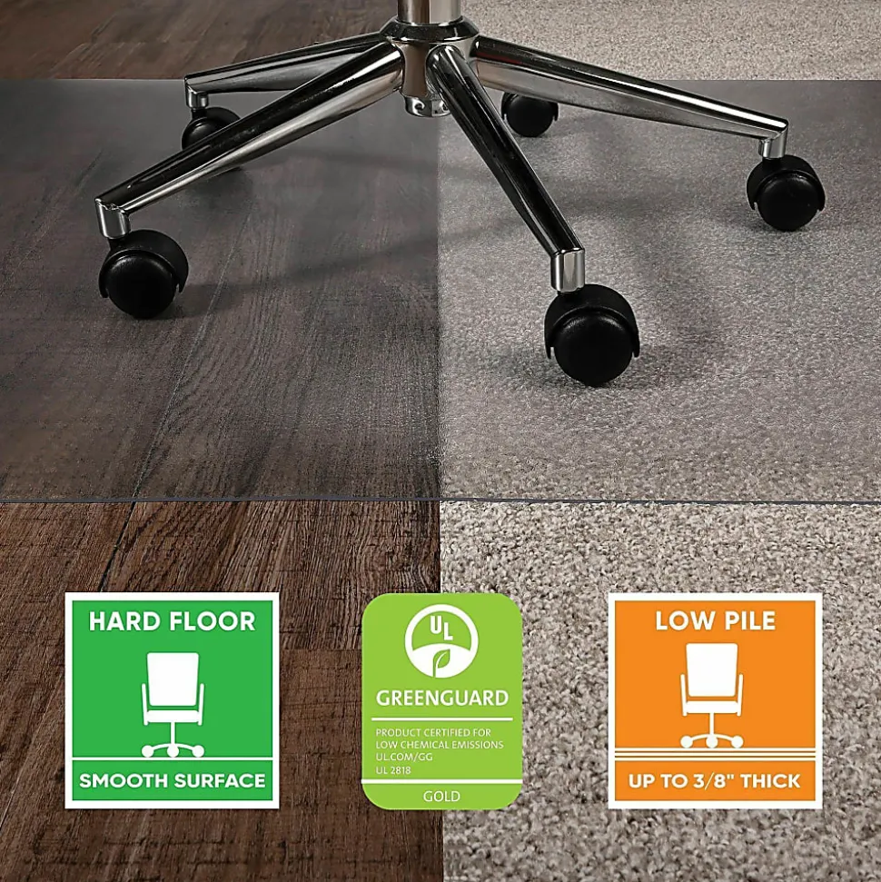 Deflecto SuperGrip Multi-Surface Vinyl Chair Mat, 48” x 36”, Clear