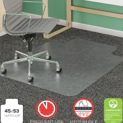 Deflecto® SuperMat Chair Mat For Medium Pile Carpet, Beveled Lip, 45