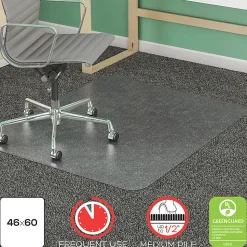 Deflecto SuperMat Medium Weight Chair Mat For Carpet, 60