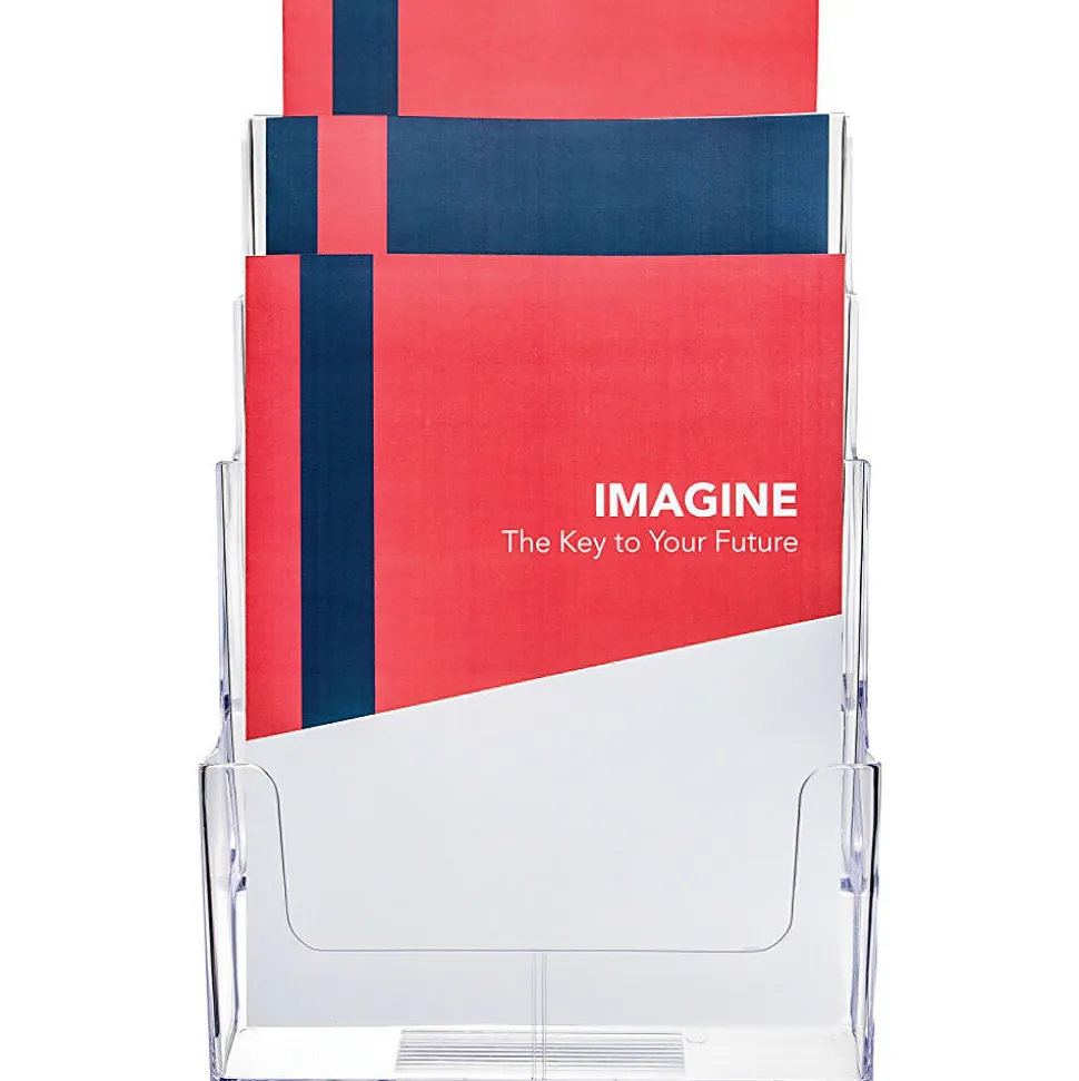 Deflecto 3-Tier Magazine Literature Holder, 12 5/8"H x 9 1/2"W x 6 1/4"D, Clear