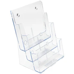Deflecto 3-Tier Magazine Literature Holder, 12 5/8"H x 9 1/2"W x 6 1/4"D, Clear