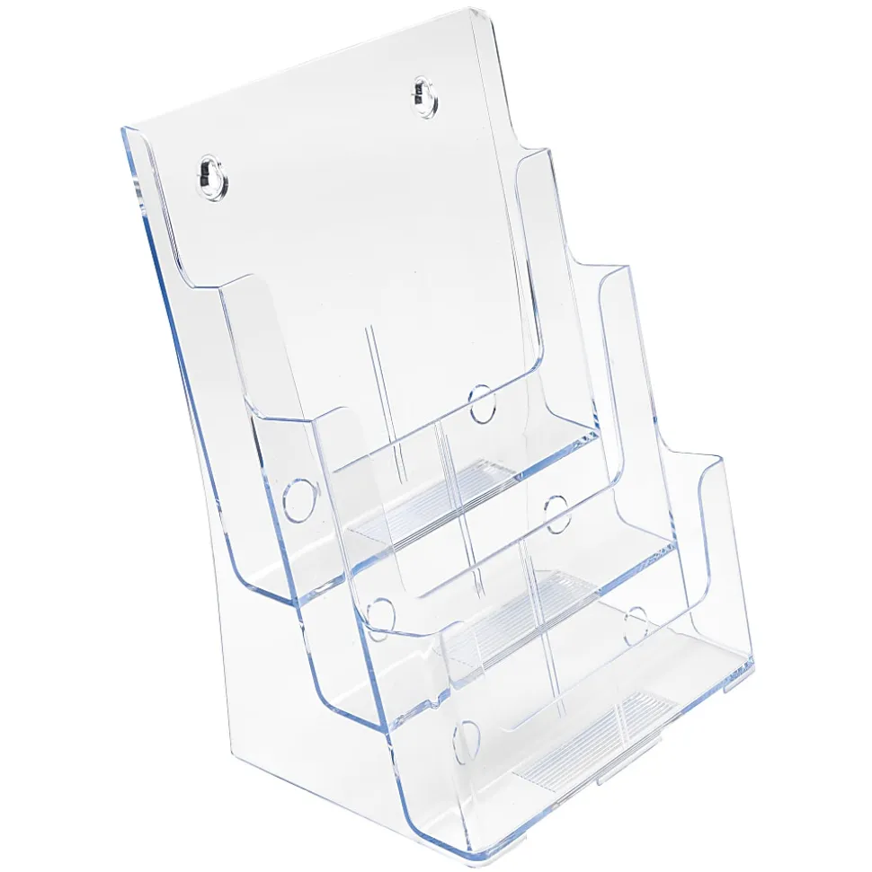 Deflecto 3-Tier Magazine Literature Holder, 12 5/8"H x 9 1/2"W x 6 1/4"D, Clear