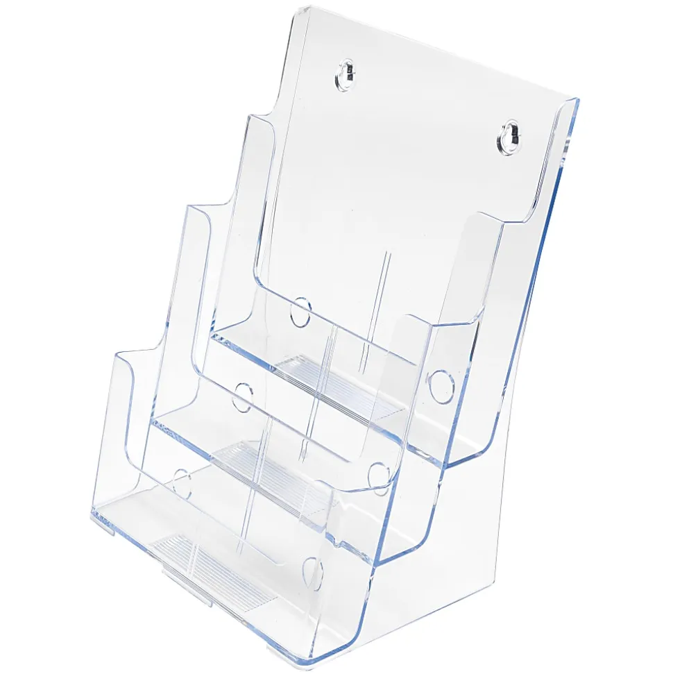 Deflecto 3-Tier Magazine Literature Holder, 12 5/8"H x 9 1/2"W x 6 1/4"D, Clear