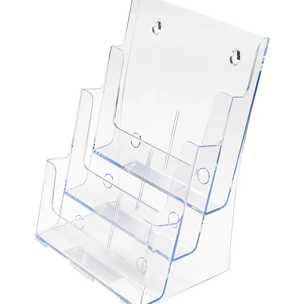 Deflecto 3-Tier Magazine Literature Holder, 12 5/8"H x 9 1/2"W x 6 1/4"D, Clear