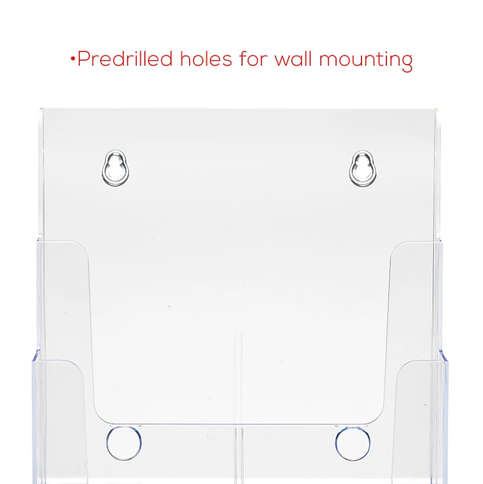 Deflecto 3-Tier Magazine Literature Holder, 12 5/8"H x 9 1/2"W x 6 1/4"D, Clear
