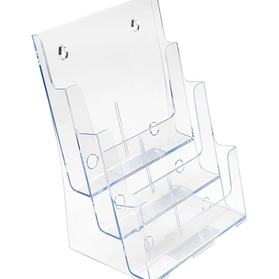 Deflecto 3-Tier Magazine Literature Holder, 12 5/8"H x 9 1/2"W x 6 1/4"D, Clear