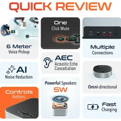 Delton C9270 Conference Speaker And Microphone With Bluetooth And USB-C Connectivity, Black
