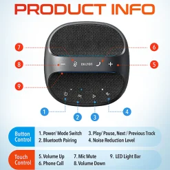 Delton C4700 360° Voice Pickup Wired And Wireless Speakerphone, Black