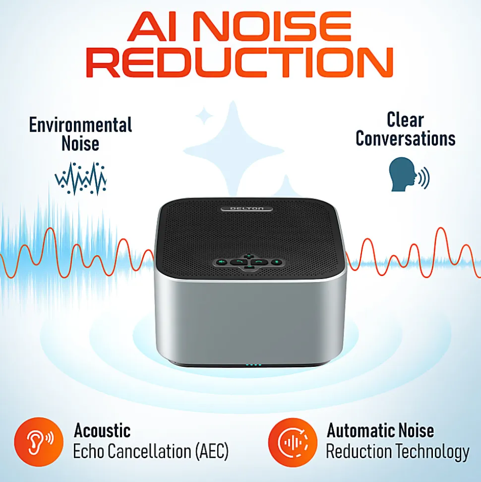 Delton C9270 Wireless Conference Speaker With 2 External Mics, 3” x 5-11/16” x 5-11/16”