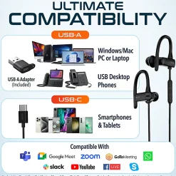 Delton 24ECA Stereo USB Type-C Earbuds, Black, DWH24ECA