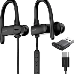 Delton 24ECA Stereo USB Type-C Earbuds, Black, DWH24ECA