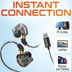 Delton 31E Ergonomic USB Computer Earbuds, Black, DWH31EBK