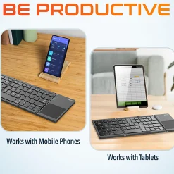 Delton F75 Small Wireless Foldable Portable Keyboard And Touchpad, Black