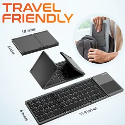 Delton F75 Small Wireless Foldable Portable Keyboard And Touchpad, Black