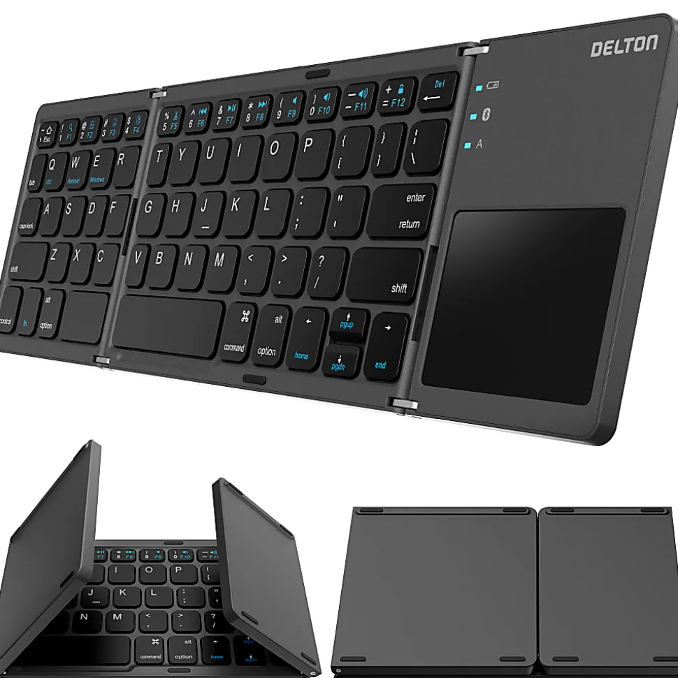 Delton F75 Small Wireless Foldable Portable Keyboard And Touchpad, Black