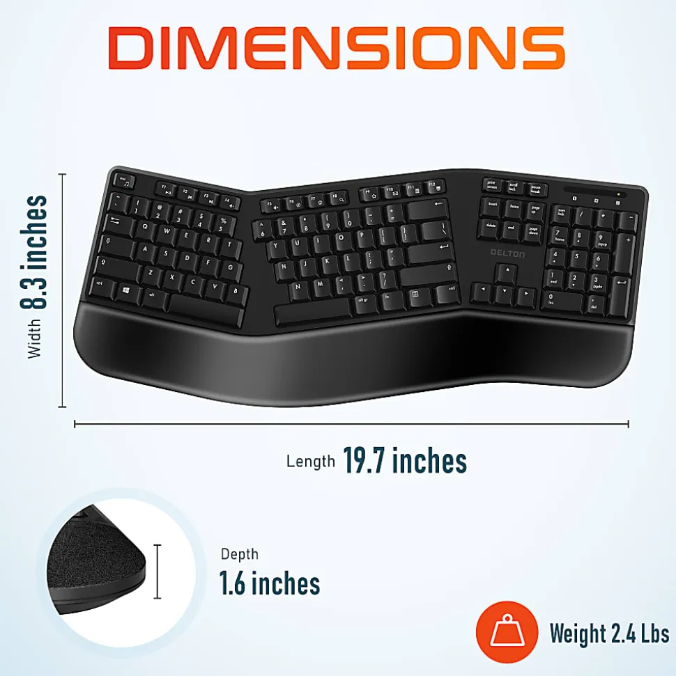 Delton G20 Ergonomic Wireless Keyboard And Mouse Combo, Black