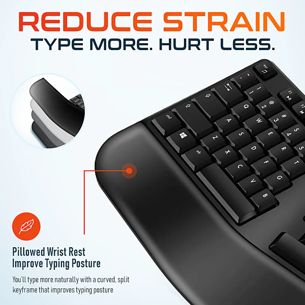 Delton G20 Ergonomic Wireless Keyboard And Mouse Combo, Black