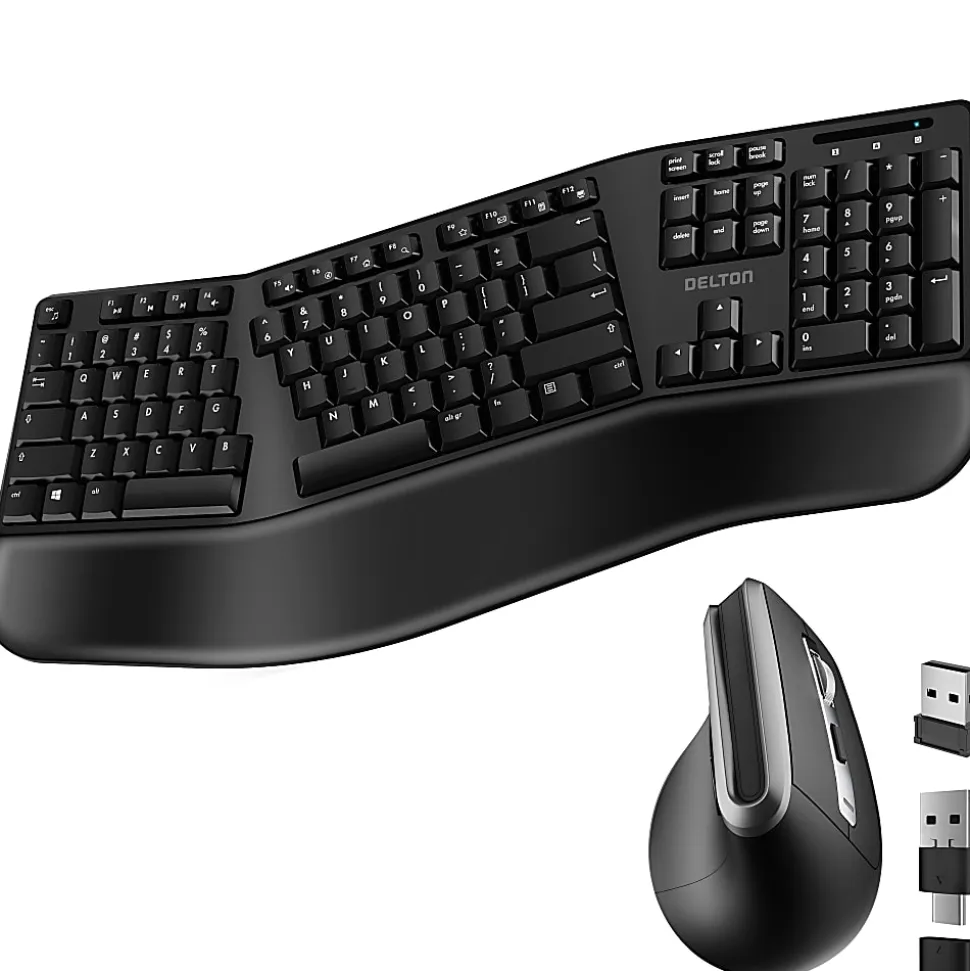 Delton G20 Ergonomic Wireless Keyboard And Mouse Combo, Black