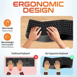 Delton KB200 And S12 Ergonomic Computer Keyboard And Optical Mouse Combo, Black