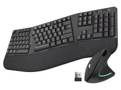Delton KB200 And S12 Ergonomic Computer Keyboard And Optical Mouse Combo, Black