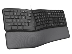 Delton KB250 Ergonomic Wired Keyboard, Black