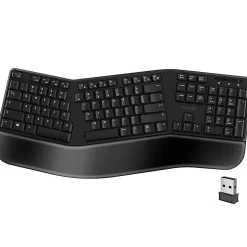 Delton KB200 Ergonomic Wrist Rest Wireless Keyboard With USB Dongle, Black