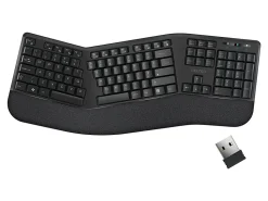 Delton KB200 Ergonomic Wrist Rest Wireless Keyboard With USB Dongle, Black
