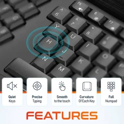 Delton KB200 Ergonomic Wrist Rest Wireless Keyboard With USB Dongle, Black