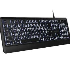 Delton KB20 Large Print Big Key Backlit Wired Keyboard, Black