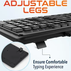 Delton KB20 Large Print Big Key Backlit Wired Keyboard, Black