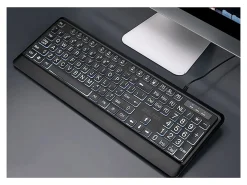 Delton KB20 Large Print Big Key Backlit Wired Keyboard, Black