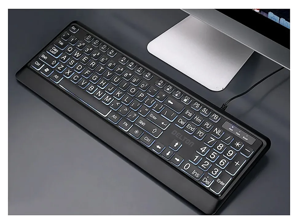 Delton KB20 Large Print Big Key Backlit Wired Keyboard, Black