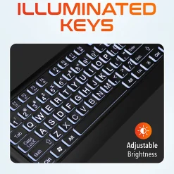 Delton KB20 Large Print Big Key Backlit Wired Keyboard, Black