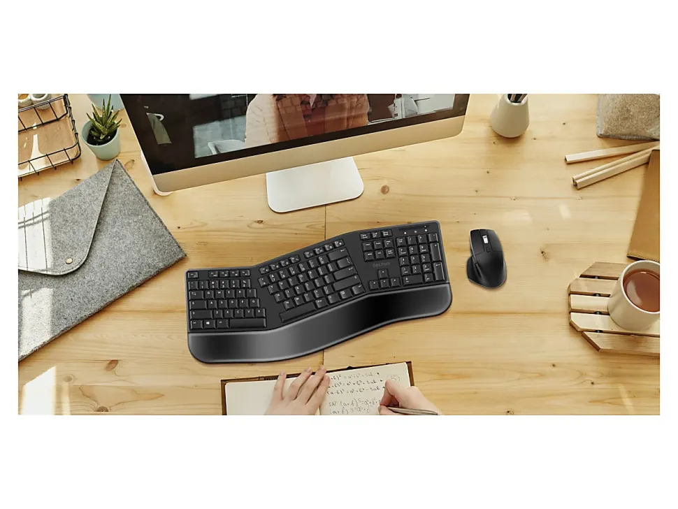 Delton KB200 & S18 Ergonomic Wireless Battery Keyboard And Mouse Set, Black, Total Qty 1