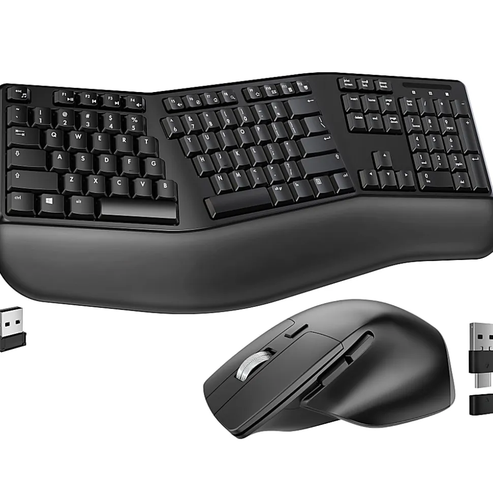 Delton KB200 & S18 Ergonomic Wireless Battery Keyboard And Mouse Set, Black, Total Qty 1
