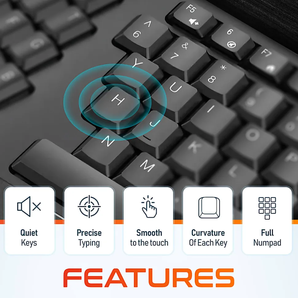 Delton KB200 & S18 Ergonomic Wireless Battery Keyboard And Mouse Set, Black, Total Qty 1