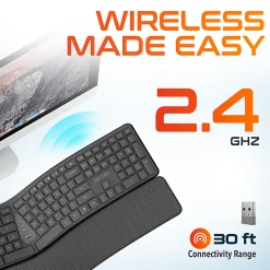 Delton KB250 Wireless Ergonomic Keyboard, Black