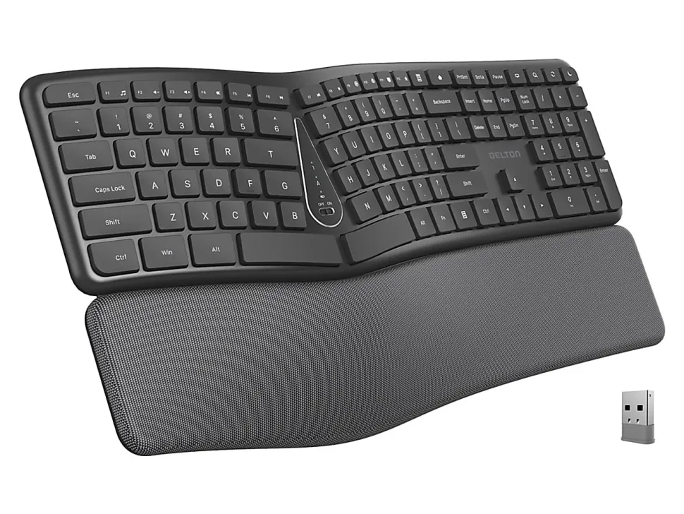 Delton KB250 Wireless Ergonomic Keyboard, Black