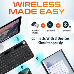 Delton KB90 Wireless Rechargeable Solar Powered Keyboard, Black