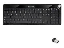 Delton KB90 Wireless Rechargeable Solar Powered Keyboard, Black