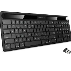 Delton KB90 Wireless Rechargeable Solar Powered Keyboard, Black