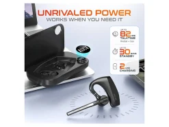 Delton K130 Wireless Bluetooth Computer Headset, Charging Case and Auto Pair Dongle, Black, DBHK130