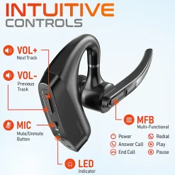 Delton K130 Wireless Bluetooth Computer Headset, Charging Case and Auto Pair Dongle, Black, DBHK130