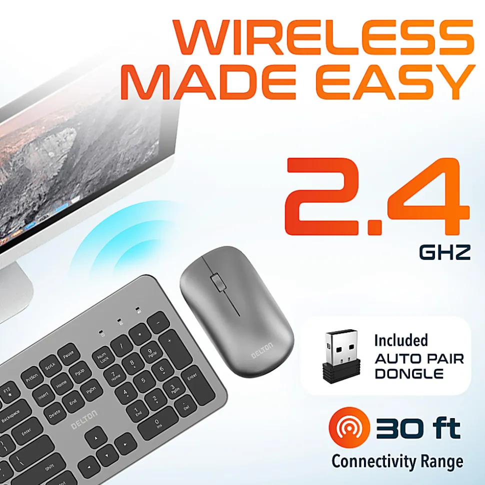 Delton K100 Wireless Computer Keyboard And Mouse Set, Black