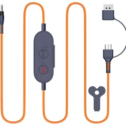 Delton 3.5mm Audio Cable Replacement With USB-A And USB-C Connector, 6', Orange