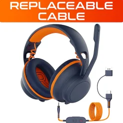 Delton 3.5mm Audio Cable Replacement With USB-A And USB-C Connector, 6', Orange