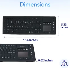 Delton M90 Medical Grade Airtight Waterproof Wireless Backlit Computer Keyboard With Touchpad, Black