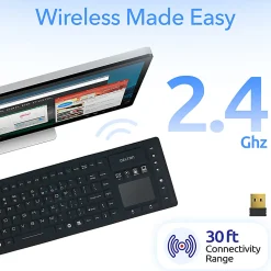 Delton M90 Medical Grade Airtight Waterproof Wireless Backlit Computer Keyboard With Touchpad, Black